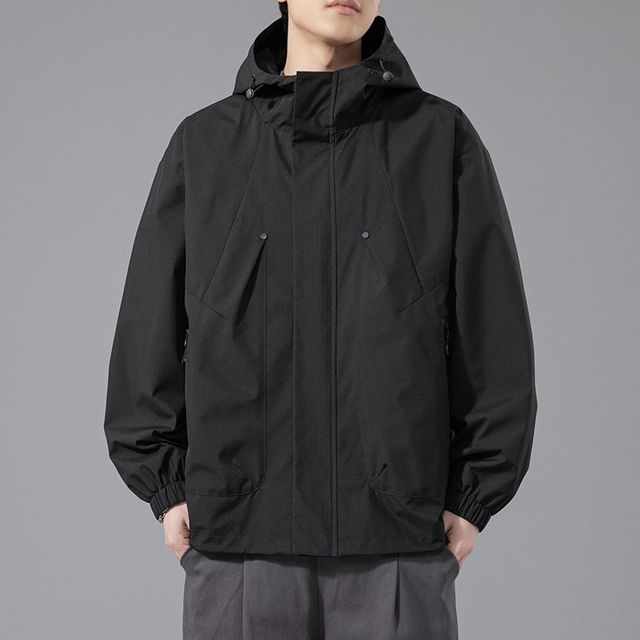 Men's Windproof Waterproof Hooded Jacket - Lightweight Outdoor Rain Shell