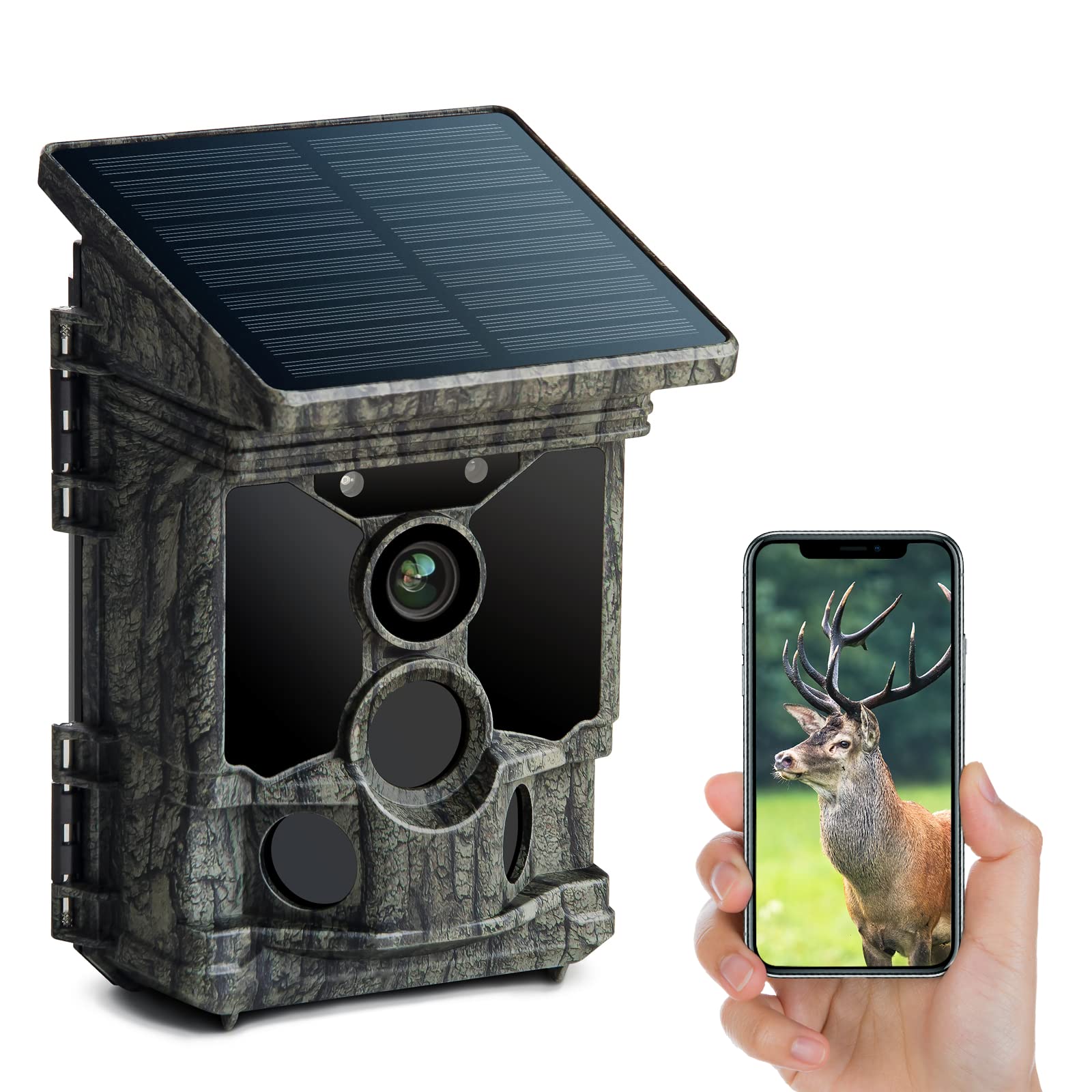 VOOPEAK Solar Powered 4K 46MP Trail Camera – WiFi Bluetooth Game Camera with 0.1s Trigger, Night Vision & IP66 Waterproof
