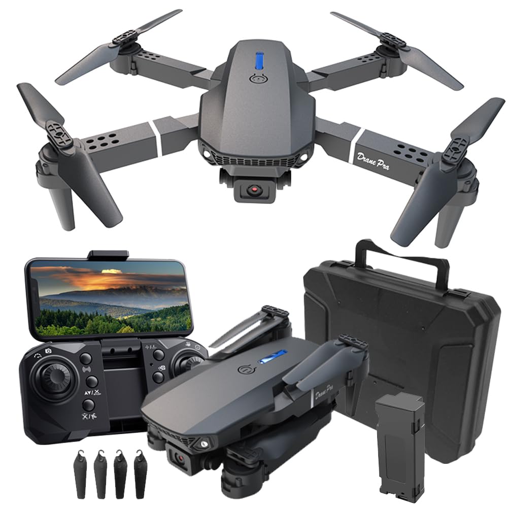 E99 Foldable Mini Drone with 1080p Camera - 2 Batteries, Gesture Control, 360° Flips for Beginners & Adults