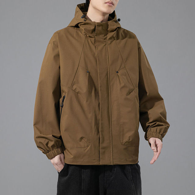 Men's Windproof Waterproof Hooded Jacket - Lightweight Outdoor Rain Shell