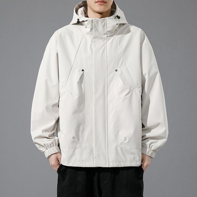 Men's Windproof Waterproof Hooded Jacket - Lightweight Outdoor Rain Shell