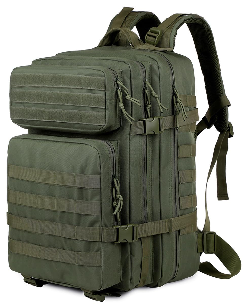 ORILOOSEN 48L Tactical Backpack – Heavy Duty 3-Day Assault Pack with MOLLE System, Army Green