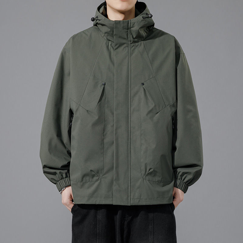 Men's Windproof Waterproof Hooded Jacket - Lightweight Outdoor Rain Shell